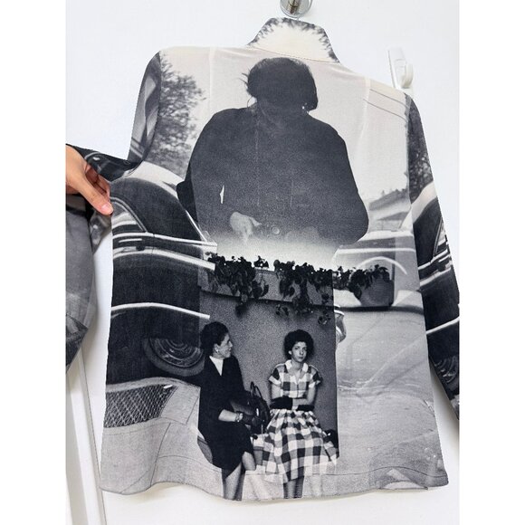 Akris Three Women Vivian Maier Print Silk Top Blouse Black Gray Photo Car 8 - Picture 10 of 16